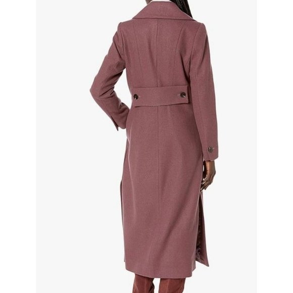 Kenneth Cole Jacket Womens 10 Pink Wool Blend Trench Double Breasted Coat - Picture 3 of 16